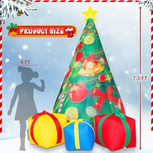 KTX-213971 7ft Inflatable Christmas Tree with LED Lights for Indoor and Outdoor Holiday Decorations