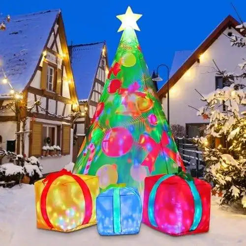 KTX-213971 7ft Inflatable Christmas Tree with LED Lights for Indoor and Outdoor Holiday Decorations