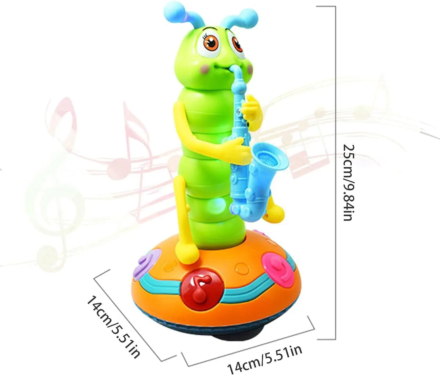 HKM-214163 Electric Dancing Caterpillar Toy with Light and Music for Infants and Toddlers, Ages 0-4 Years