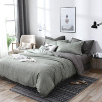 HKM-214291 Diamond Velvet Bed Sheet Set with Chitin and Ramie Quilt - 4 Piece Bedding Collection