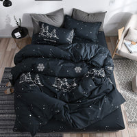 HKM-214291 Diamond Velvet Bed Sheet Set with Chitin and Ramie Quilt - 4 Piece Bedding Collection