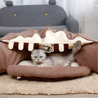HKM-214355 Cat Tunnel Interactive Play Toy with Sleeping Mat - Collapsible Indoor Exercise for Kittens and Small Pets