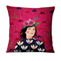 HKM-214355 Character-Printed Linen Pillowcase - Fashionable and Simple Design, 45x45cm