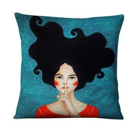 HKM-214355 Character-Printed Linen Pillowcase - Fashionable and Simple Design, 45x45cm
