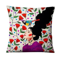 HKM-214355 Character-Printed Linen Pillowcase - Fashionable and Simple Design, 45x45cm