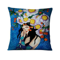 HKM-214355 Character-Printed Linen Pillowcase - Fashionable and Simple Design, 45x45cm