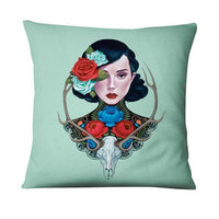 HKM-214355 Character-Printed Linen Pillowcase - Fashionable and Simple Design, 45x45cm