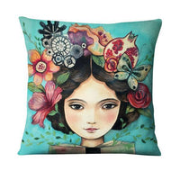 HKM-214355 Character-Printed Linen Pillowcase - Fashionable and Simple Design, 45x45cm