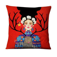 HKM-214355 Character-Printed Linen Pillowcase - Fashionable and Simple Design, 45x45cm