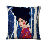 HKM-214355 Character-Printed Linen Pillowcase - Fashionable and Simple Design, 45x45cm