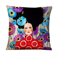 HKM-214355 Character-Printed Linen Pillowcase - Fashionable and Simple Design, 45x45cm