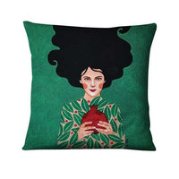HKM-214355 Character-Printed Linen Pillowcase - Fashionable and Simple Design, 45x45cm