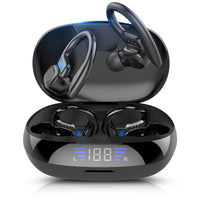 HKM-214419 Binaural Bluetooth Ear Hook Headset with LED Display and Voice Control