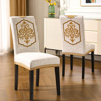 HKM-214419 Elegant Embroidered Dining Chair Covers – Plant & Flower Patterns, Various Colors and Sizes