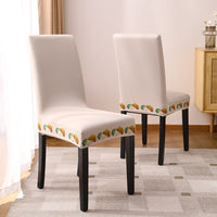 HKM-214419 Elegant Embroidered Dining Chair Covers – Plant & Flower Patterns, Various Colors and Sizes