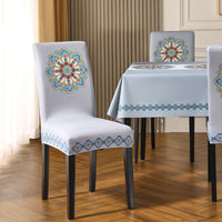 HKM-214419 Elegant Embroidered Dining Chair Covers – Plant & Flower Patterns, Various Colors and Sizes