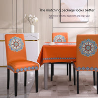 HKM-214419 Elegant Embroidered Dining Chair Covers – Plant & Flower Patterns, Various Colors and Sizes