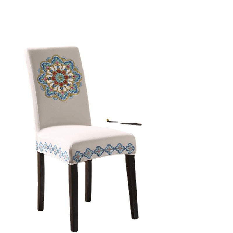 HKM-214419 Elegant Embroidered Dining Chair Covers – Plant & Flower Patterns, Various Colors and Sizes