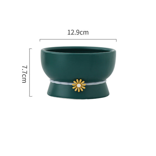 HKM-214547 Ceramic High Foot Neck Protector Water Bowl for Cats in Multiple Colors
