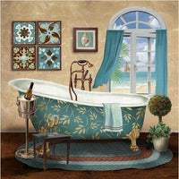 HKM-214611 Modern Retro Bathroom Canvas Wall Art - Decorative Landscape & Character Designs, Frameless Sizes Available