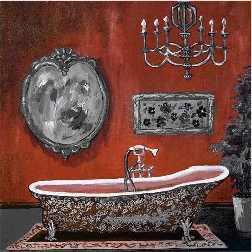 HKM-214611 Modern Retro Bathroom Canvas Wall Art - Decorative Landscape & Character Designs, Frameless Sizes Available