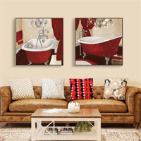 HKM-214611 Modern Retro Bathroom Canvas Wall Art - Decorative Landscape & Character Designs, Frameless Sizes Available