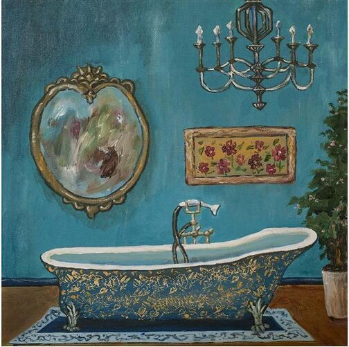 HKM-214611 Modern Retro Bathroom Canvas Wall Art - Decorative Landscape & Character Designs, Frameless Sizes Available