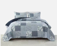 HKM-214675 Water Washable Pure Cotton Geometric Pattern 3-Piece Bed Cover Set for 1.8m Bed