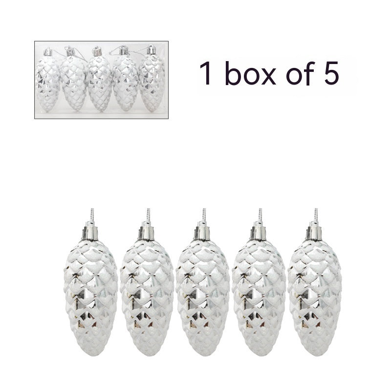 HKM-214803 7-Piece Stainless Steel Knife Set with Plastic Pine Nut Pendants in Gold, Silver, Red, and Champagne