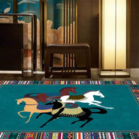 HKM-215059 Rectangular Polyester Fiber Bedroom Bedside Carpet Mats in Multicolor Options, Machine Washable, Various Sizes Available