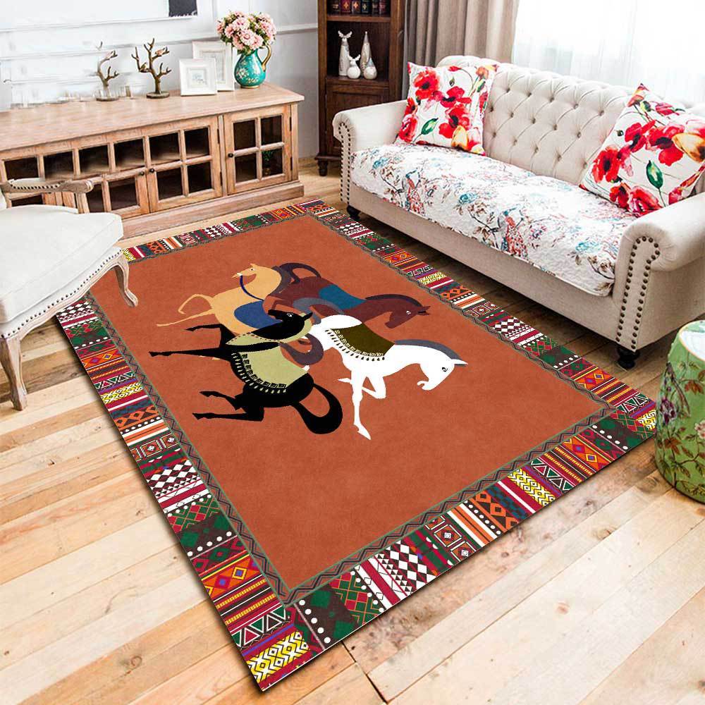 HKM-215059 Rectangular Polyester Fiber Bedroom Bedside Carpet Mats in Multicolor Options, Machine Washable, Various Sizes Available
