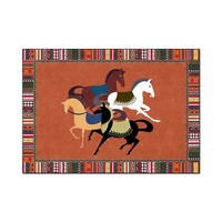 HKM-215059 Rectangular Polyester Fiber Bedroom Bedside Carpet Mats in Multicolor Options, Machine Washable, Various Sizes Available