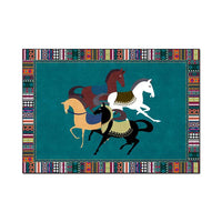 HKM-215059 Rectangular Polyester Fiber Bedroom Bedside Carpet Mats in Multicolor Options, Machine Washable, Various Sizes Available