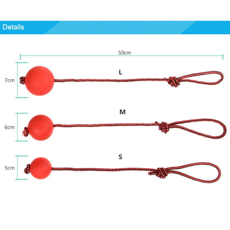 HKM-215123 Bite resistant rubber ball with rope solid elastic