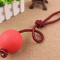 HKM-215123 Bite resistant rubber ball with rope solid elastic