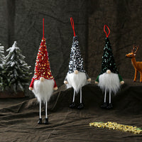 HKM-215123 Faceless Glowing Christmas Doll with Long Legs, 29CM Sequined Fabric Decoration
