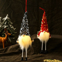 HKM-215123 Faceless Glowing Christmas Doll with Long Legs, 29CM Sequined Fabric Decoration