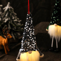 HKM-215123 Faceless Glowing Christmas Doll with Long Legs, 29CM Sequined Fabric Decoration