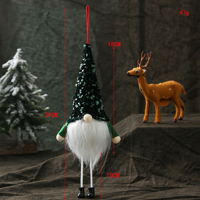 HKM-215123 Faceless Glowing Christmas Doll with Long Legs, 29CM Sequined Fabric Decoration