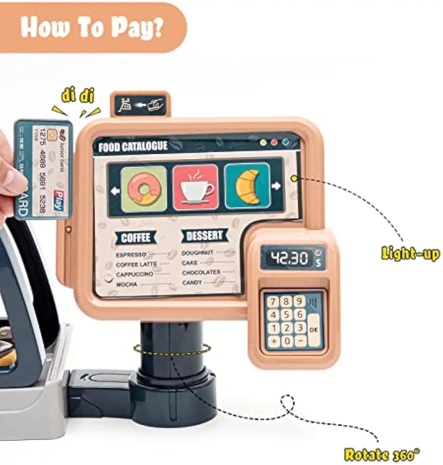 Realistic Plastic Coffee Machine Toy with Lights and Sounds for Pretend Play Kitchen Fun