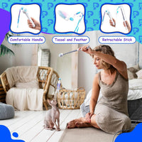 HKM-215443 Adjustable Length Cat Wand Toy – Extends from 8 to 17 Inches for Versatile Play