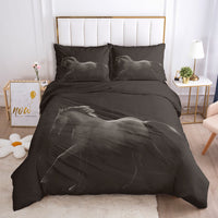 HKM-215507 3D Digital Printed Polyester Fiber Bedding Set with Quilt Cover and Pillowcase - Various Horse Designs