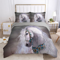 HKM-215507 3D Digital Printed Polyester Fiber Bedding Set with Quilt Cover and Pillowcase - Various Horse Designs