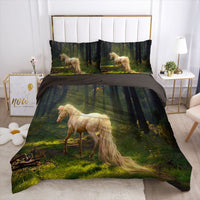 HKM-215507 3D Digital Printed Polyester Fiber Bedding Set with Quilt Cover and Pillowcase - Various Horse Designs