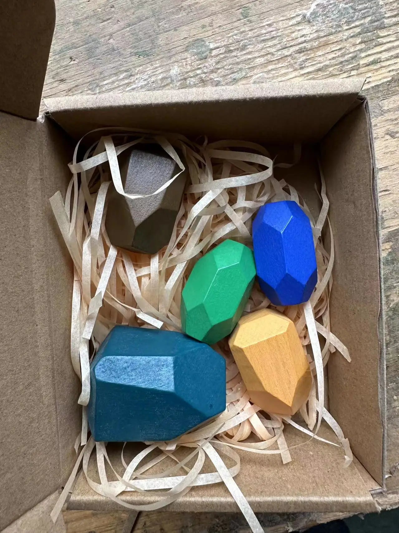 HKM-215507 Wooden Rainbow Stone Stacking Blocks for Kids - Montessori Educational Toy