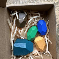 HKM-215507 Wooden Rainbow Stone Stacking Blocks for Kids - Montessori Educational Toy
