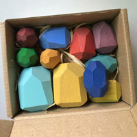 HKM-215507 Wooden Rainbow Stone Stacking Blocks for Kids - Montessori Educational Toy