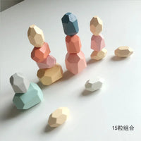 HKM-215507 Wooden Rainbow Stone Stacking Blocks for Kids - Montessori Educational Toy