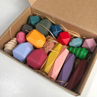 HKM-215507 Wooden Rainbow Stone Stacking Blocks for Kids - Montessori Educational Toy