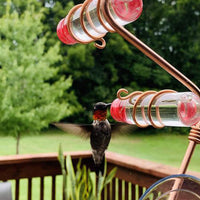 HKM-215763 Handmade Suction Cup Hummingbird Feeder with Copper Wire and Clear PET Bottle for Easy Refilling and Cleaning